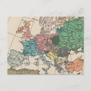 Vintage European Travel Map Postcard