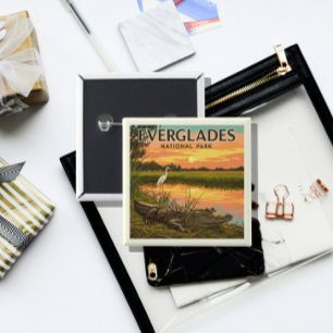 Vintage Everglades National Park 15 Cm Square Badge