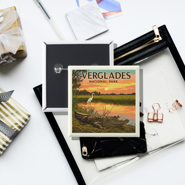 Vintage Everglades National Park 15 Cm Square Badge (Creator Uploaded)