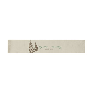 Vintage Evergreen Wedding Invitation Band Invitation Belly Band