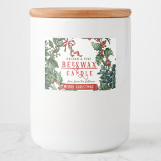 Vintage Evergreens and Red Bow Balsam Candle Label