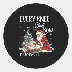 Vintage Every Knee Shall Bow Santa Clause Religiou Classic Round Sticker