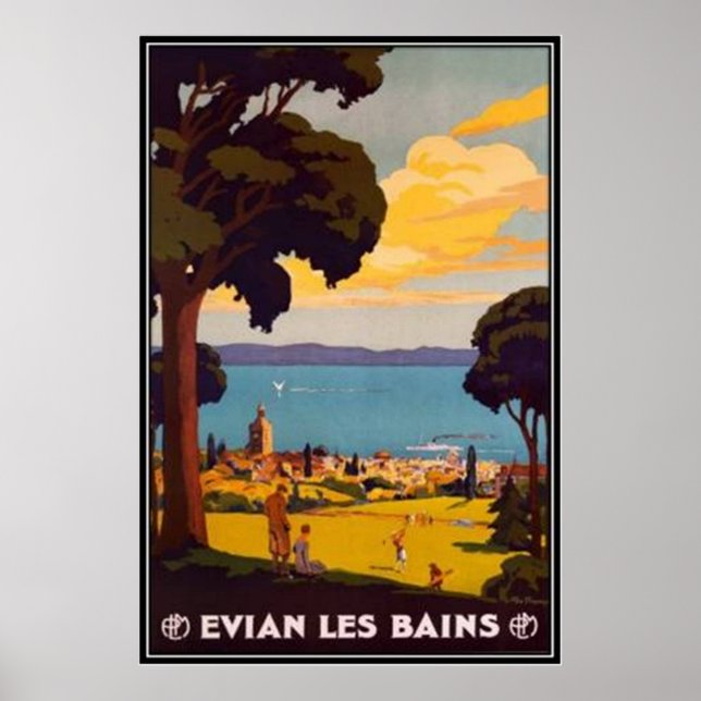 Vintage Évian-les-Bains, Rhône-Alpes, France - Poster (Front)