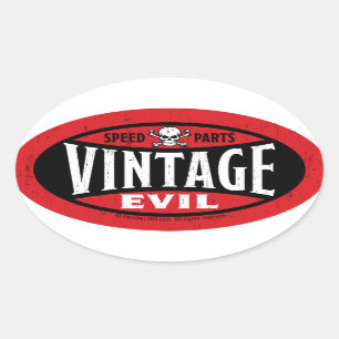 Vintage Evil 001A Oval Sticker