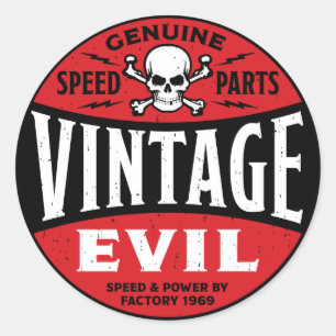 Vintage Evil 002A Classic Round Sticker