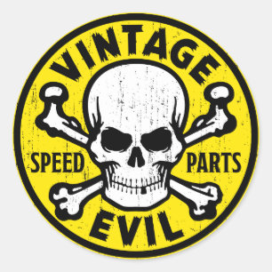 Vintage Evil 007A Classic Round Sticker