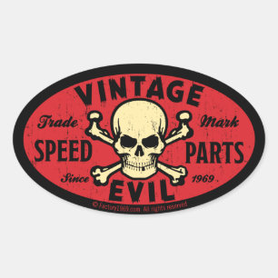 Vintage Evil 007C Oval Sticker