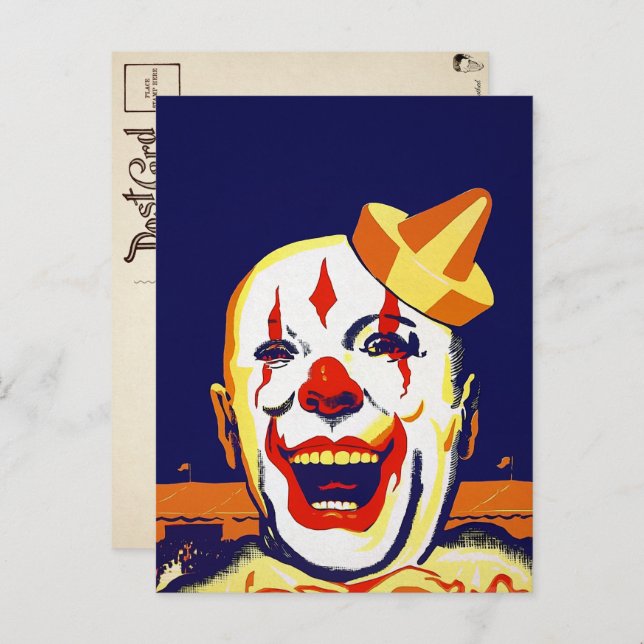 Vintage Evil Clown Postcard (Front/Back)
