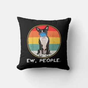 Vintage Ew People Boston Terrier Dog Wearing Face Cushion