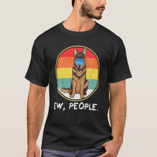 Vintage Ew People German Shepherd Dog Wearing Face T-Shirt