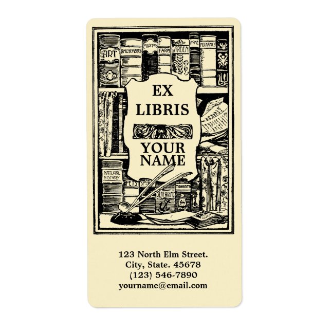 Vintage Ex Libris Book Shelves Template (Front)