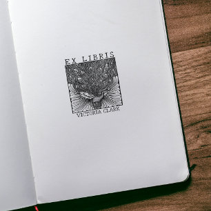 Vintage Ex Libris Peacock, Custom Book      Rubber Stamp