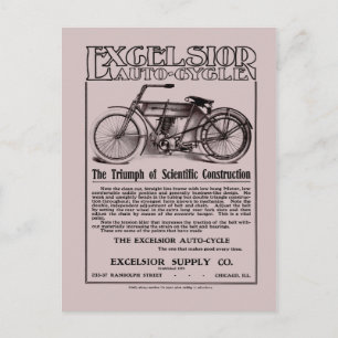Vintage Excelsior auto cycle ad Postcard