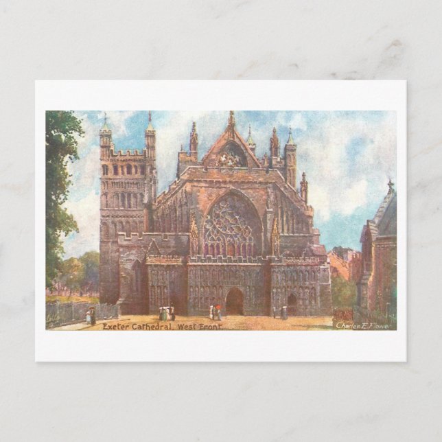 Vintage Exeter Cathedral Postcard (Front)