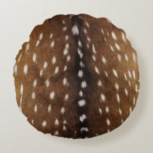 Vintage Exotic Axis Deer Hide Print Round Cushion