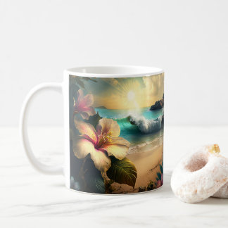 Vintage Exotic Hawaiian Flowers Coffee Mug