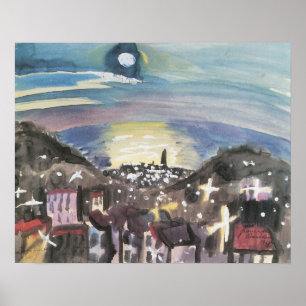 Vintage Expressionism, Barcelona at Night Gramatte Poster