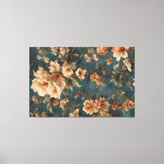 Vintage Exquisite White and Lush Coral Red Flowers Canvas Print