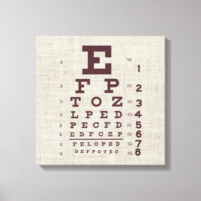 Vintage Eye Chart on Burlap Canvas Print (Front)