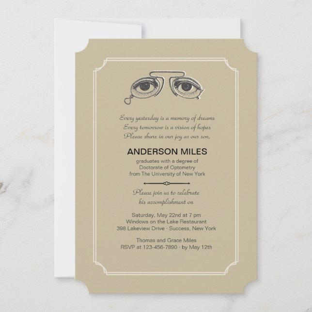 Vintage Eyeglasses Graduation Invitation (Front)