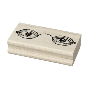 Vintage Eyeglasses with Eyes Rubber Art Stamp