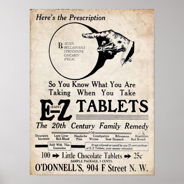 Vintage EZ Tablets 20th Century Family Remedy Poster (Front)