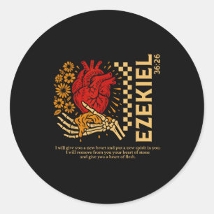 Vintage Ezekiel 36-26 Heart Of Flesh Bible Verse C Classic Round Sticker