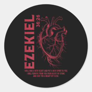 Vintage Ezekiel 36-26 Heart Of Flesh Bible Verse C Classic Round Sticker