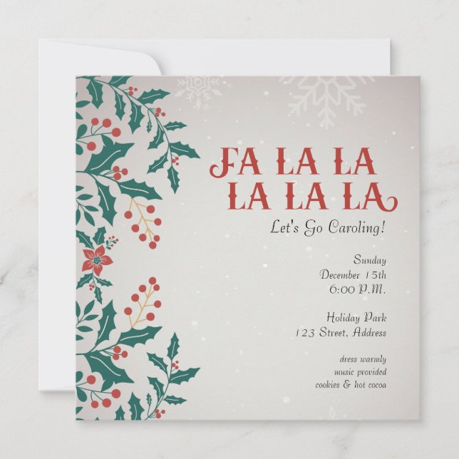 Vintage Fa La La La Caroling Invitation (Front)