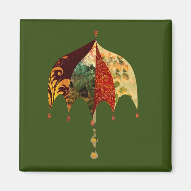 Vintage Fabric Look Collage Umbrella Magnet (Front)