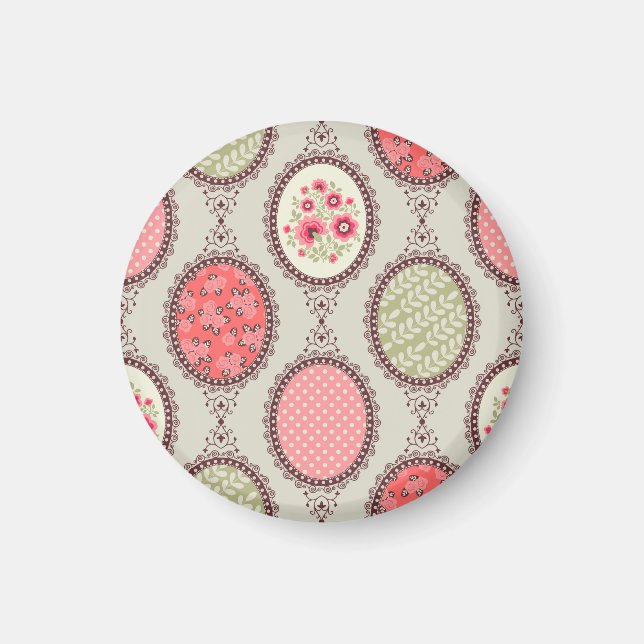 Vintage Fabric: Patchwork Seamless Design. Magnet (Front)