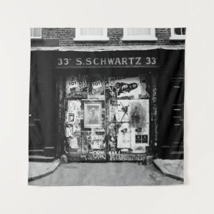 VINTAGE FACADE OF THE OLD STORE ON THE STREET TAPESTRY