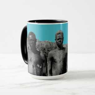 Vintage Faces of Africa Watercolor Black and White Mug