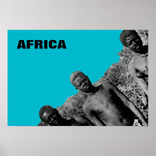 Vintage Faces of Africa Watercolor Black and White Poster