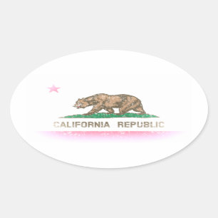 Vintage Fade California Flag Oval Sticker