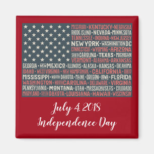Vintage Faded American Flag State Names Words Art Magnet