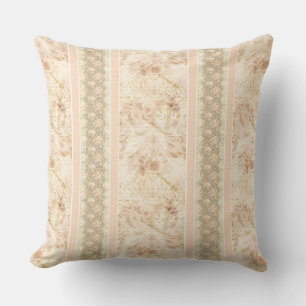 Vintage Faded Damask Floral Script  Cushion