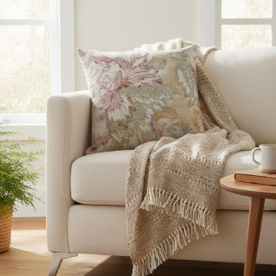 Vintage Faded Floral: Antique Rose Shabby Chic Cushion