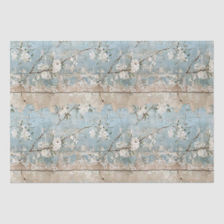Vintage Faded Floral Wallpaper - Blue & White Anti Tissue Paper