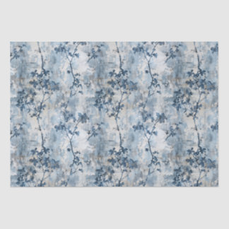 Vintage Faded Floral Wallpaper - Blue & White Anti Tissue Paper