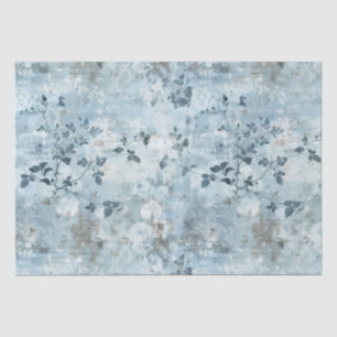 Vintage Faded Floral Wallpaper - Blue & White Anti Tissue Paper