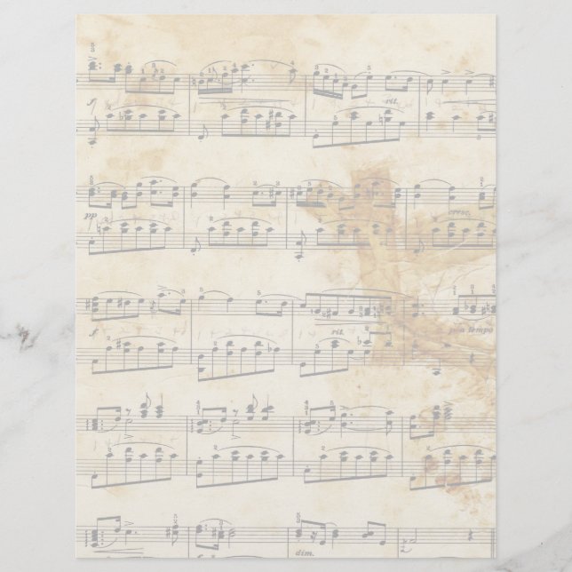 Vintage Faded Old Music  Parchment Letterhead (Front)