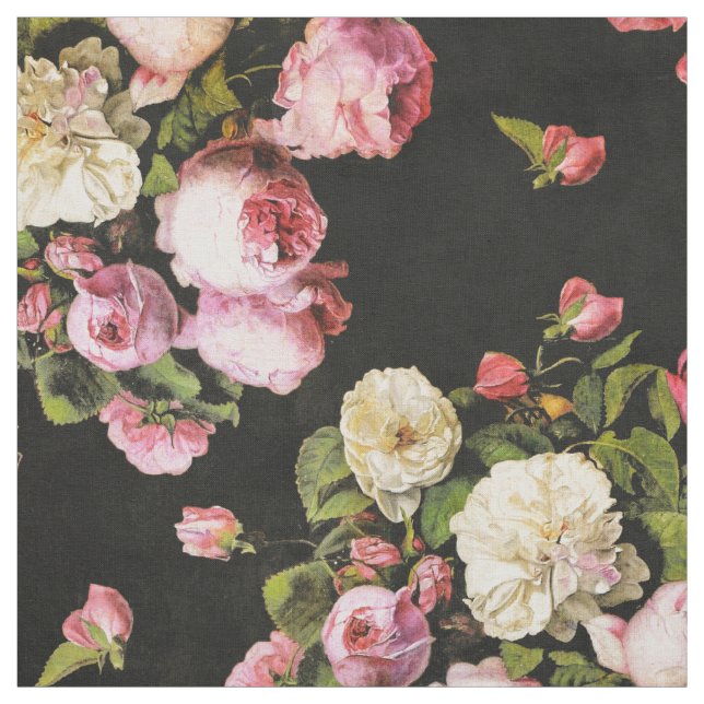 Vintage Faded Pink and White Roses Fabric (Swatch)