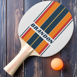 Vintage Faded Rainbow Board Stripes with Name Ping Pong Paddle