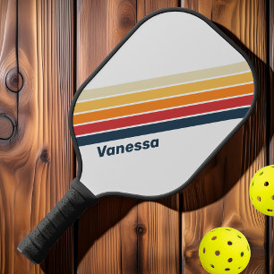 Vintage Faded Rainbow Striped with Name Pickleball Paddle