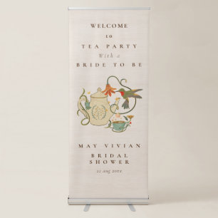 Vintage Faecore Floral Tea Party Bridal Shower Retractable Banner