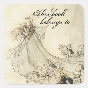 Vintage Faerie Book Plate Square Sticker