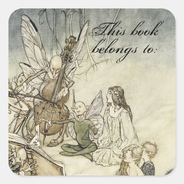 Vintage Faerie Book Plate Square Sticker (Front)