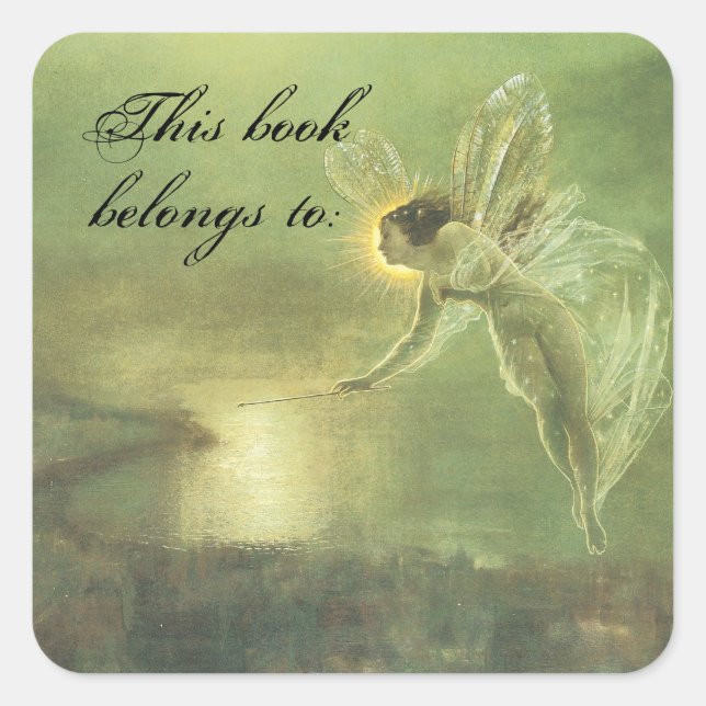 Vintage Faerie Book Plate Square Sticker (Front)