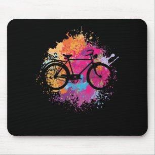 Vintage Fahrrad mit Farbklecksen Mouse Mat